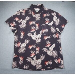 California Cowboy Shirt Mens XLarge Black Button Up Floral Hawaiian Casual